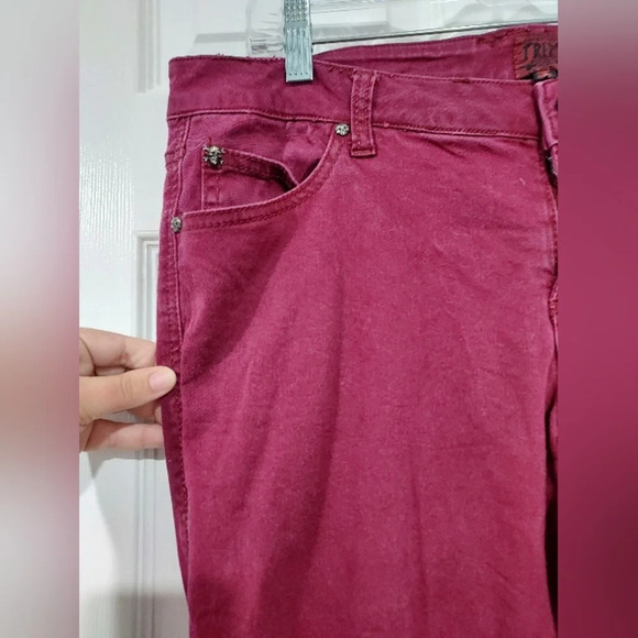 Daang Goodman Tripp NYC Skull Studded Wine Color Low Rise Skinny Jeans Size 13 - Picture 2 of 12